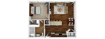 1 bedroom, 1 bathroom 857 sq ft floorplan located at Hall Creek in Arlington, TN 38002