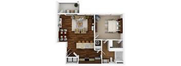 1 bedroom, 1 bathroom 809 sq ft floorplan located at Hall Creek in Arlington, TN 38002