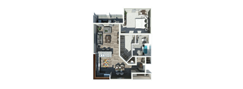 1 Bedroom Floorplan at The Ridge at Chenal Valley Apartments, Little Rock