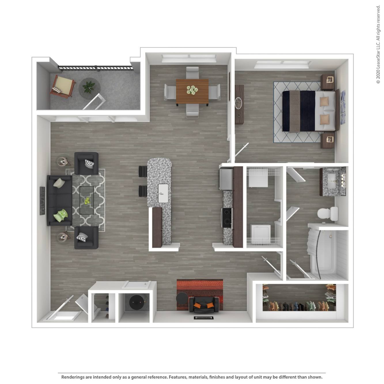 1 Bed Kelliwood with Den Floor Plan at Caldwell, Houston