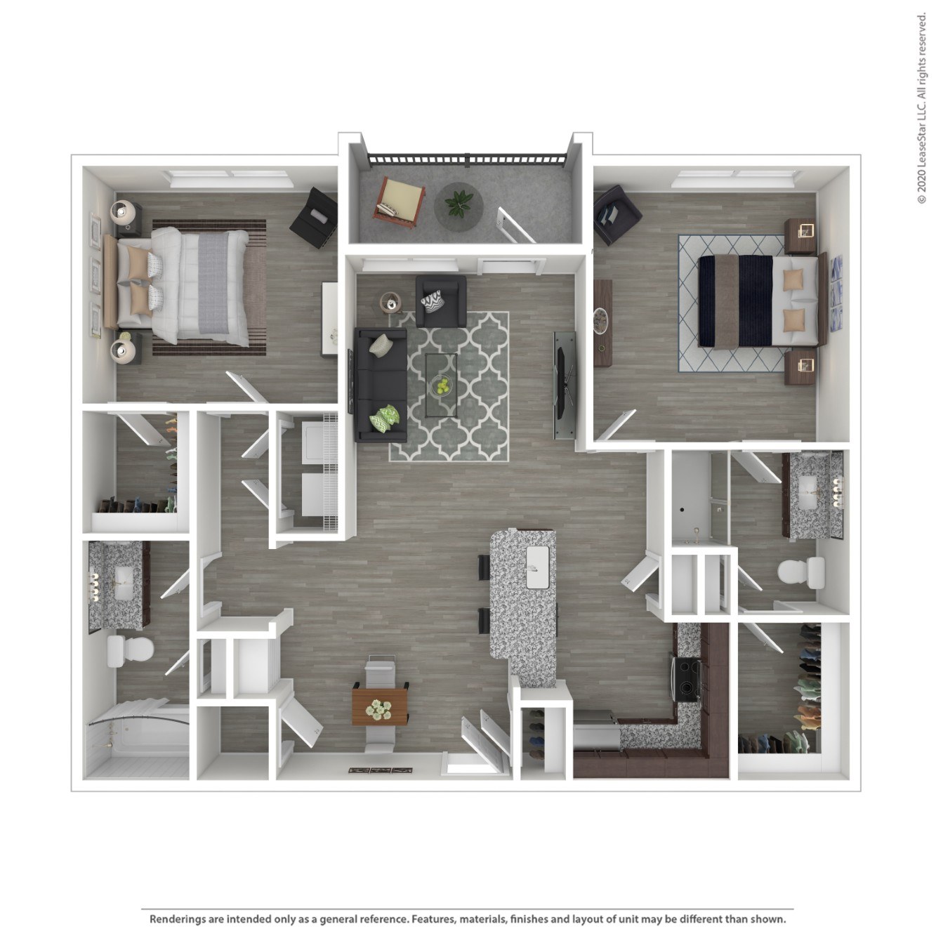 2 Bed Floor Plan at Caldwell, Texas, 77084