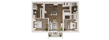 2 bed 2 bath floor plan A at Livano Trinity Apartments, Nashville