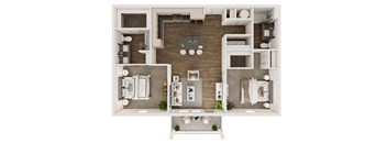 2 bed 2 bath floor plan Cat Livano Trinity Apartments, Tennessee, 37207