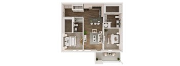 2 bed 2 bath floor plan D at Livano Trinity Apartments, Nashville, TN, 37207