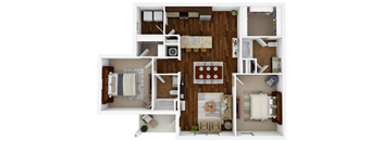 2 bedroom, 2 bathroom 1159 sq ft floorplan located at Hall Creek in Arlington, TN 38002