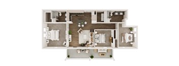 3 bed 2 bath floor planat Livano Trinity Apartments, Nashville, TN