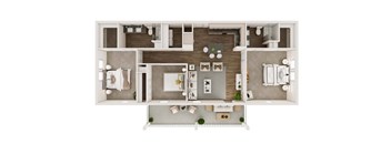 3 bed 2 bath floor plan B at Livano Trinity Apartments, Nashville, Tennessee