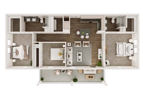 3 bed 2 bath floor plan B at Livano Trinity Apartments, Nashville, Tennessee
