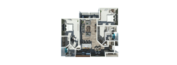 2 Bed Floorplan at The Ridge at Chenal Valley Apartments, Little Rock, Arkansas