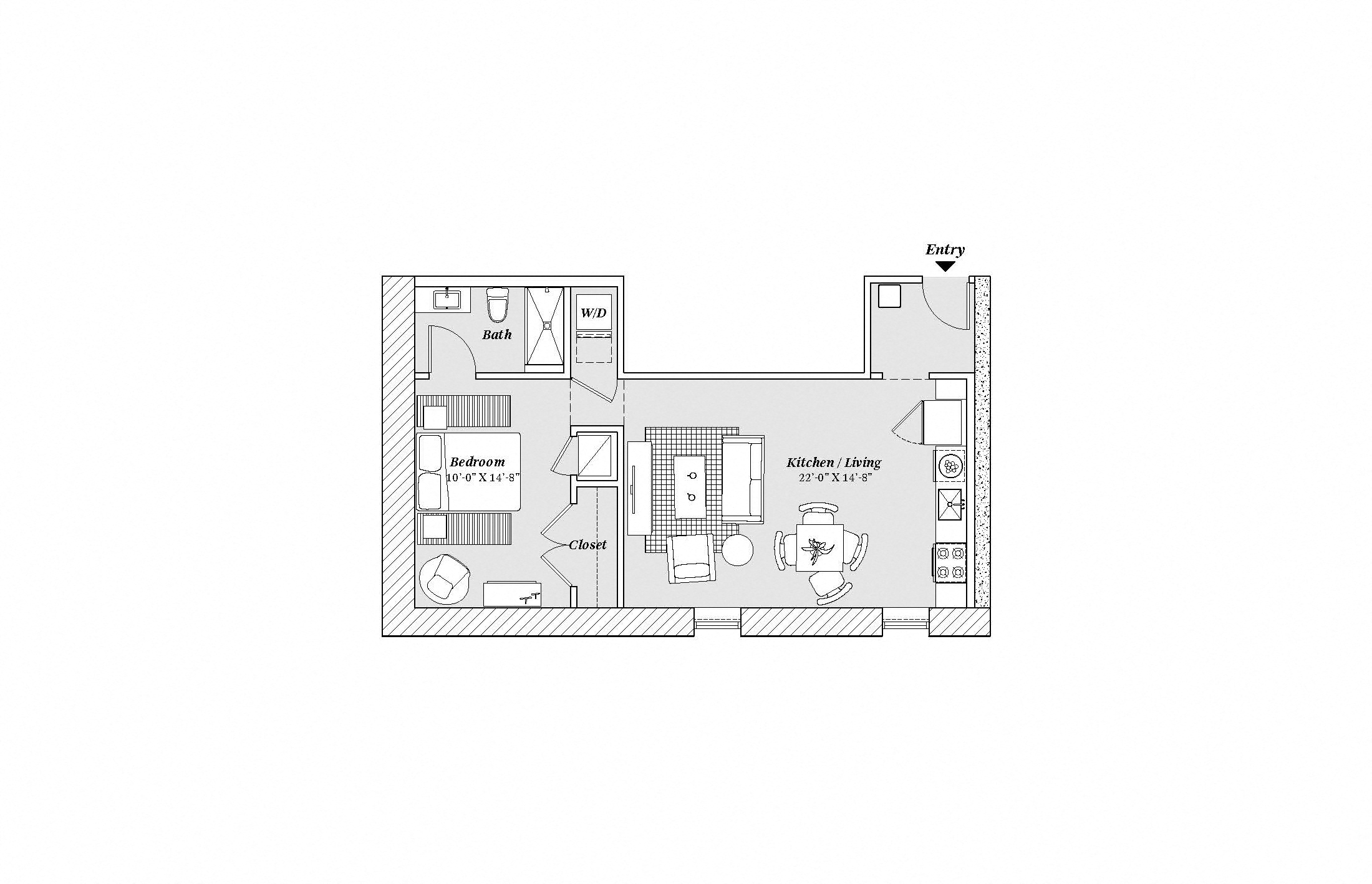 2 bed 2 bath B7 Floor Plan at 99 Front, Tennessee