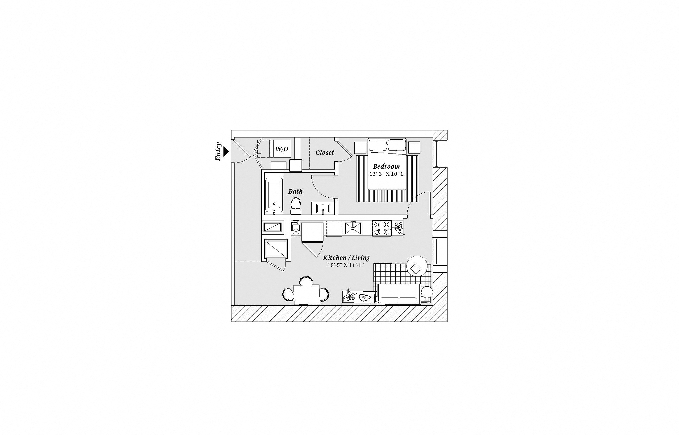 2 bed 2 bath B8 Floor Plan at 99 Front, Tennessee, 38103