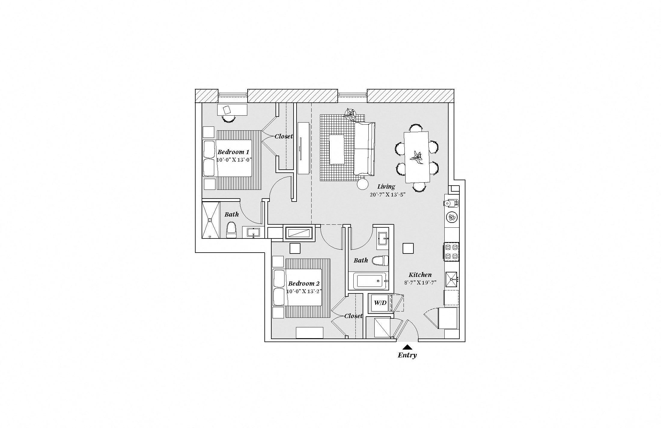 3 bed 2 bath C1 Floor Plan at 99 Front, Tennessee, 38103