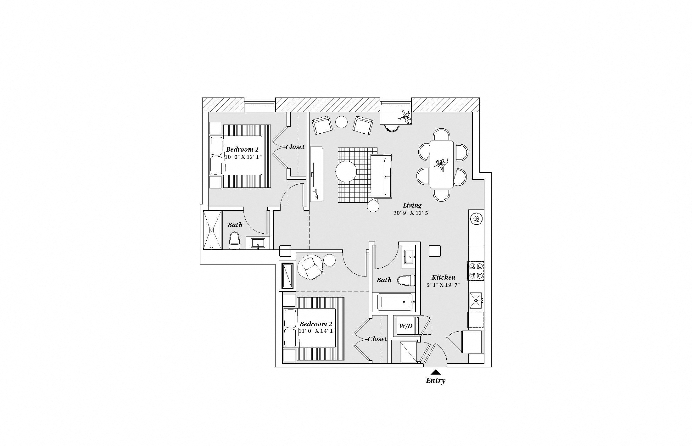 3 bed 2 bath C2 Floor Plan at 99 Front, Memphis, TN, 38103