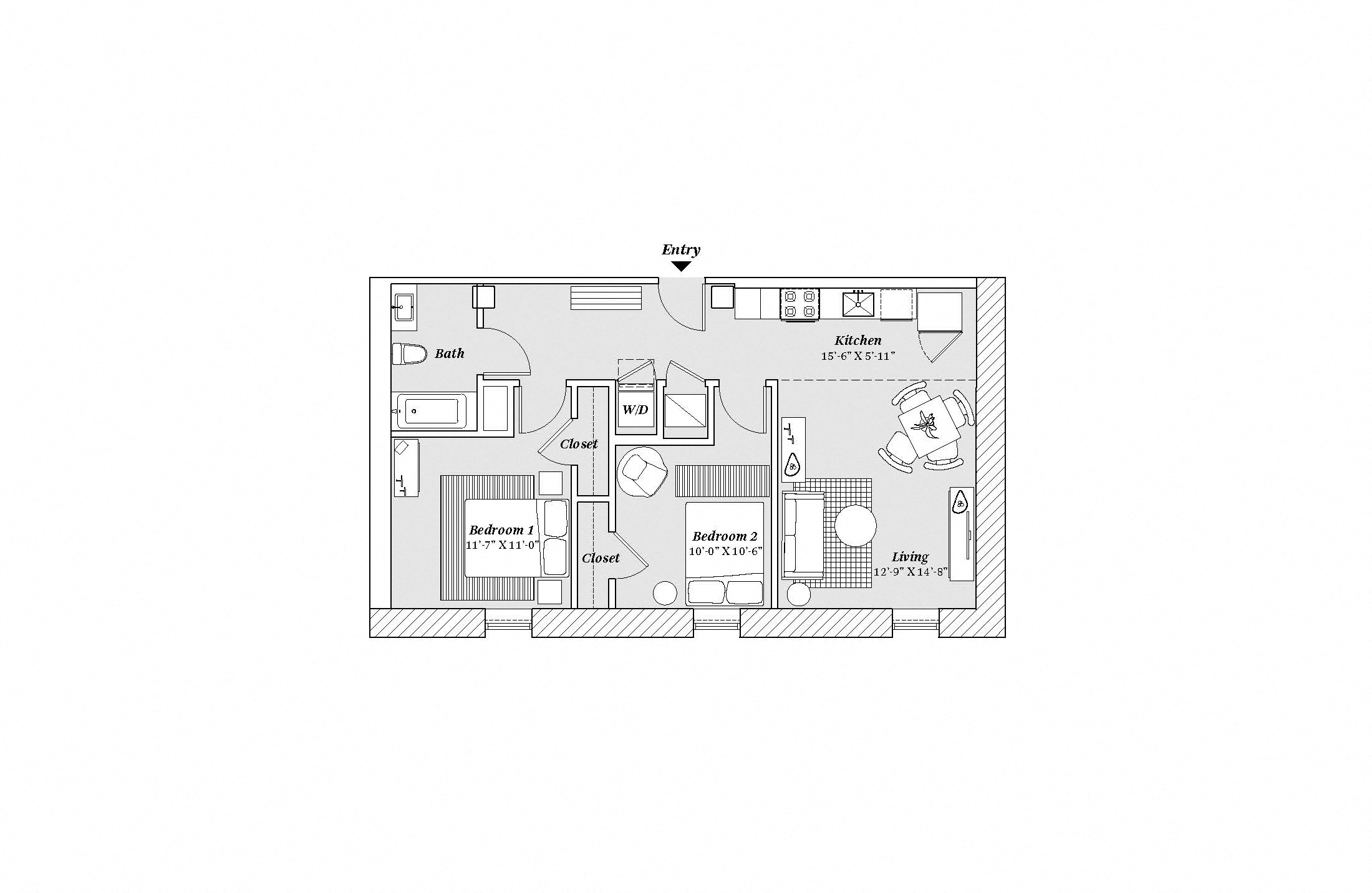 3 bed 2 bath C4 Floor Plan at 99 Front, Memphis, Tennessee