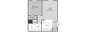 A1 Floorplan at The Waters at Chenal Apartments, Arkansas