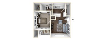 1 bedroom 1 bathroom A1 Floor Plan at One Rocky Ridge Apartment, Georgia