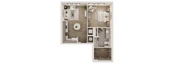 a floor plan of a 1 bedroom apartment at Livano Grand National, Orlando, FL