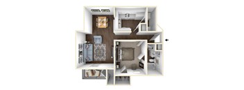 1 bedroom 1 bathroom A3  Floor Plan at One Rocky Ridge Apartment, Georgia