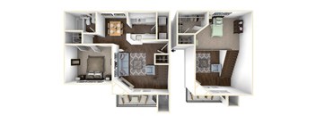 1 bedroom 1 bathroom A4  Floor Planat One Rocky Ridge Apartment, Georgia