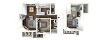 1 bedroom 1 bathroom A5 Floor Plan at One Rocky Ridge Apartment, Georgia