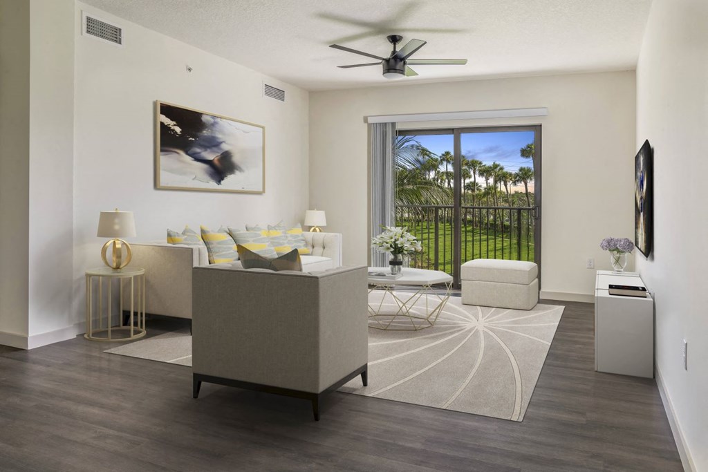 White interior in living room with white sofas at Azola West Palm Beach, West Palm Beach, 33411