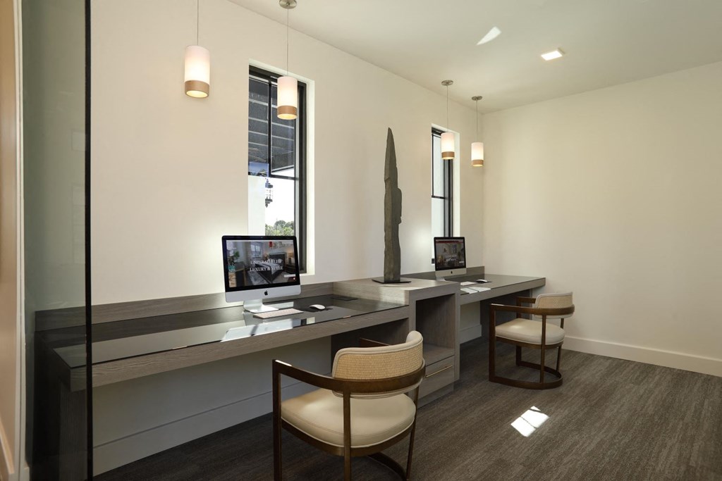 Office area with desktop at Azola West Palm Beach, West Palm Beach, FL