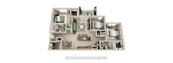 Ashford 3 bed 2 bath floor plan  at Ansley Town Center, Evans, GA