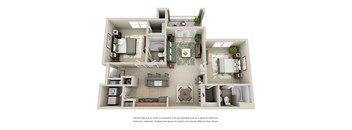 Juniper 2 bed 2 bath floor plan  at Ansley Town Center, Georgia