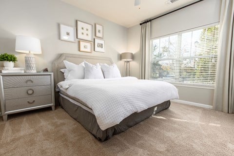 a bedroom with a bed and a window at Ansley at Town Center in Evans GA