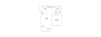 A2 827 square feet one bedroom and one bathroom floor plan Appling Lakes