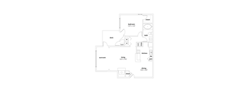 A4 965 square feet one bedroom and one bathroom floor plan Appling Lakes