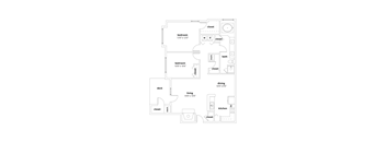 B1 965 square feet 2 bedroom 1 bathroom floor plan Appling Lakes