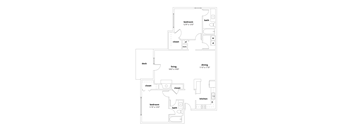 B2 1206 square feet 2 bedroom 2 bathroom floor plan Appling Lakes