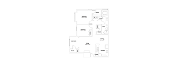 B3 1236 square feet 2 bedroom and 2 bathroom floor plan Appling Lakes