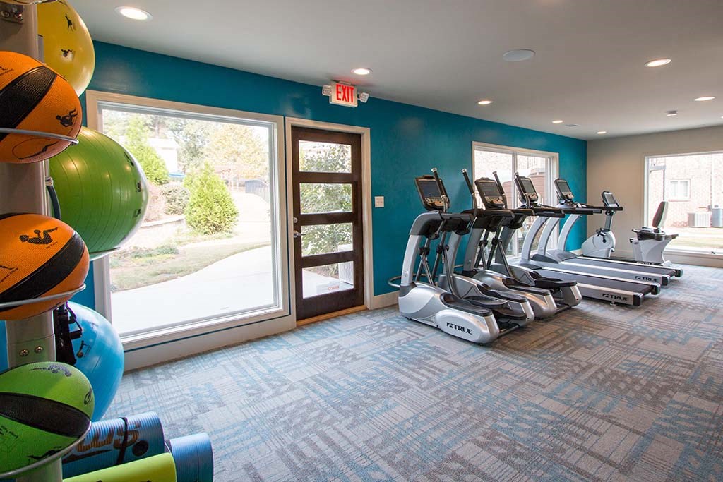 Health and Fitness Center Fully Equipped with Cardio Machines and Yoga Equipment, Complete with a View at Artesian East Village, Atlanta, GA 30316