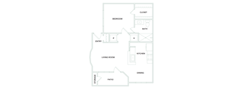 1 bedroom 1 bathroom 642 sq ft Floorplan at The Aster Sugar Land Apartments, Sugar Land, Texas