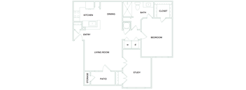 2 bedroom 1 bathroom 903 sq ft Floorplan at The Aster Sugar Land Apartments, Sugar Land, Texas