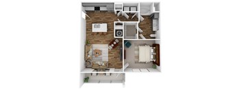 1 Bed 1 Bath Floor Plan a floor plan image of the commons at canal winchester  at City Place, Memphis, Tennessee