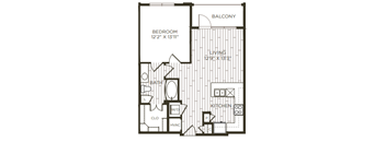 1 bedroom 1 bathroom floor plan E at Station at Old Town, Texas