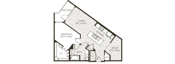 1 bedroom 1 bathroom floor plan G at Station at Old Town, Lewisville, TX, 75057