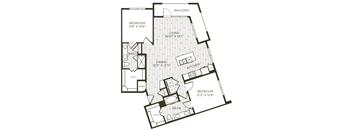 2 bedroom 2 bathroom floor plan D at Station at Old Town, Texas, 75057