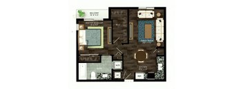 1 Bedroom A 1 Bath Floor Plan at Azola West Palm Beach, Florida