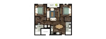 2 Bedrooms and 2 Bathrooms Floor Plans at Azola West Palm Beach, West Palm Beach, FL, 33411