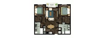 2 Bedrooms B and 2 Bathrooms Floor Plans at Azola West Palm Beach, West Palm Beach, 33411