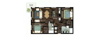 2 Bedrooms C and 2 Bathrooms Floor Plans at Azola West Palm Beach, West Palm Beach, Florida