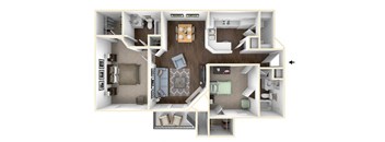 2 bedroom 2 bathroom B1 Floor Planat One Rocky Ridge Apartment, Georgia