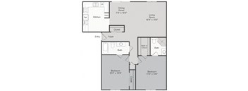 B3 Floorplan at The Waters at Chenal Apartments, Little Rock, Arkansas