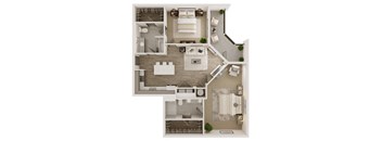 bedroom floor plan an in 3d  at Livano Grand National, Florida, 32819