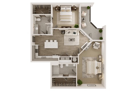 bedroom floor plan an in 3d  at Livano Grand National, Florida, 32819