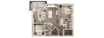 a floor plan of a two bedroom apartment with two bathrooms and a balcony floor plan